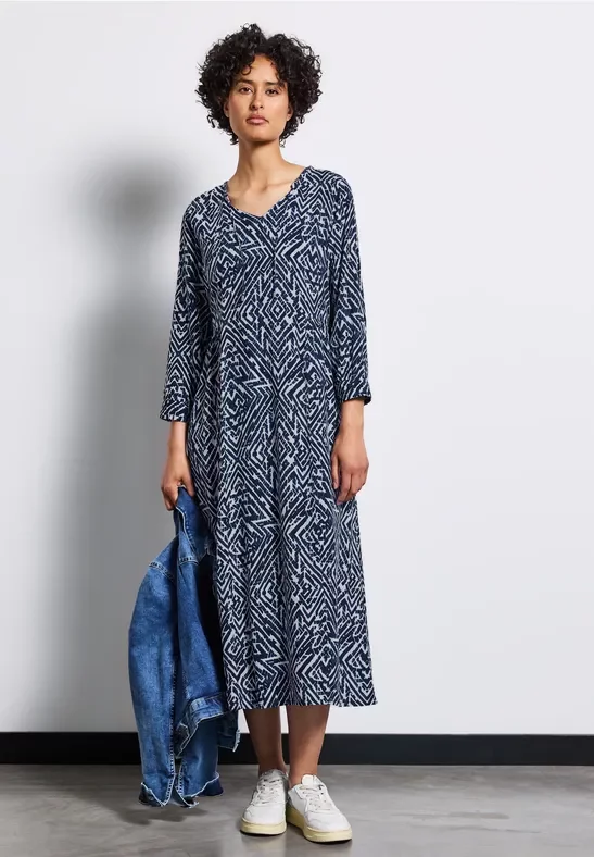 Thumbnail - Street One Frauen Gemustertes Midikleid in Blau, Gr: 40