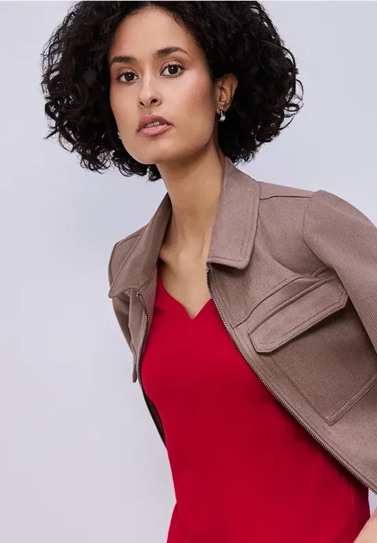 Street One Frauen Shirt mit Herzausschnitt in Rot, Gr: 36