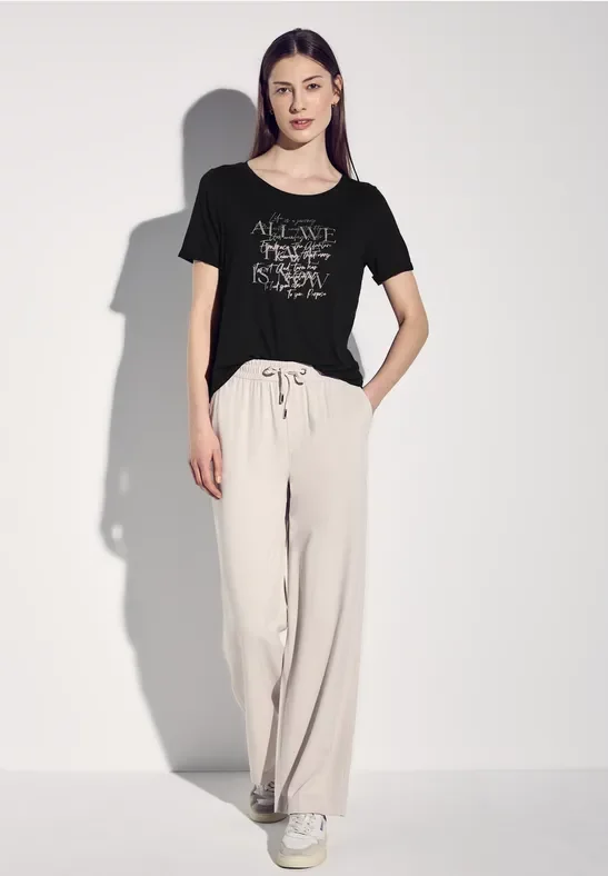 Thumbnail - Street One Frauen T-Shirt mit Print in Schwarz, Gr: 36