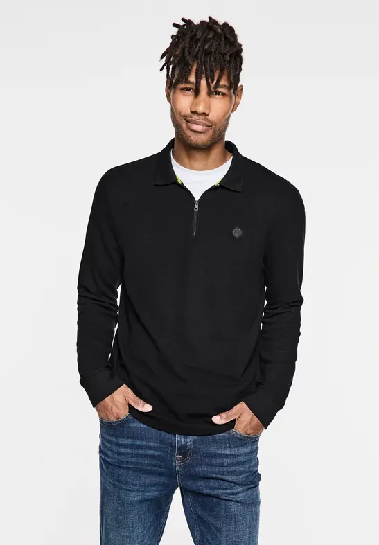 Street One MEN Männer Ottoman-Pullover in Schwarz, Gr: M