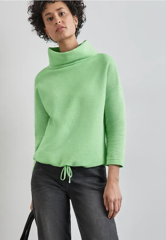 Thumbnail - Street One Frauen Schalkragen Strukturshirt in Grün, Gr: 44