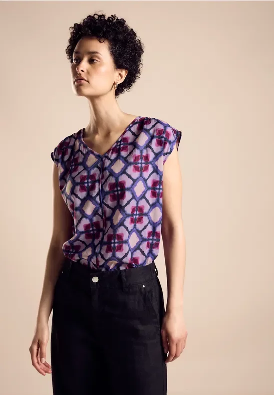 Thumbnail - Street One Frauen Blusenshirt mit Print in Lila, Gr: 38
