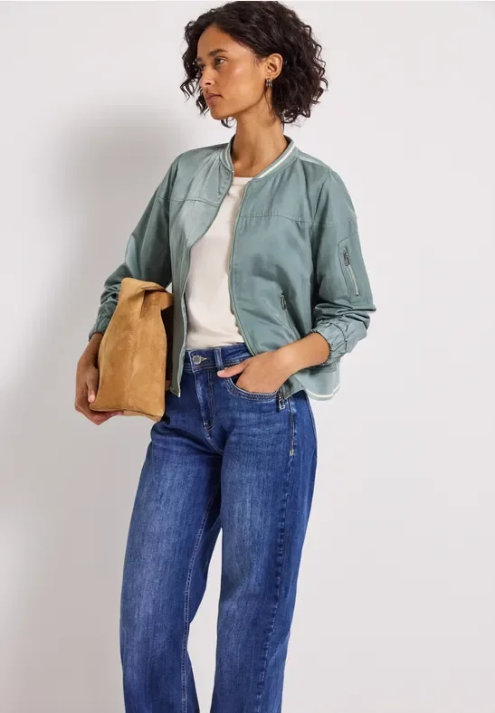 Street One Frauen Satin Blouson in Blau, Gr: 36
