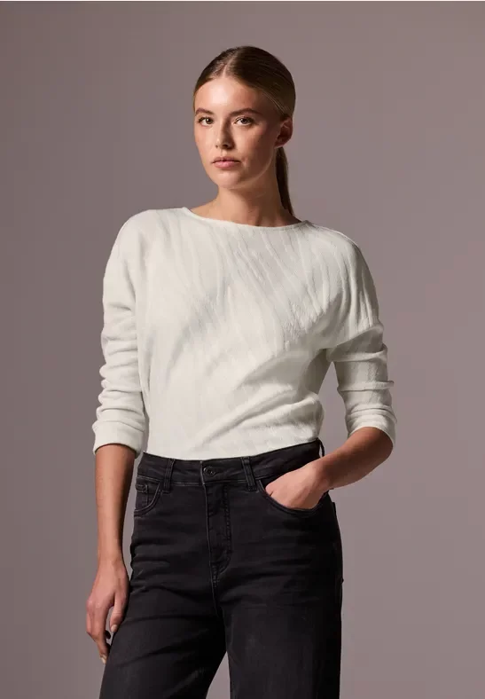 Street One Studio Frauen Shirt mit Strukturmuster in Beige, Gr: 46