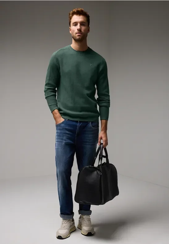 Street One MEN Männer Pullover mit feiner Struktur in Grün, Gr: XXL