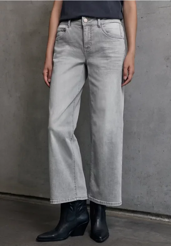 Thumbnail - Street One Studio Frauen Wide Leg Jeans in Grau, Gr: 24