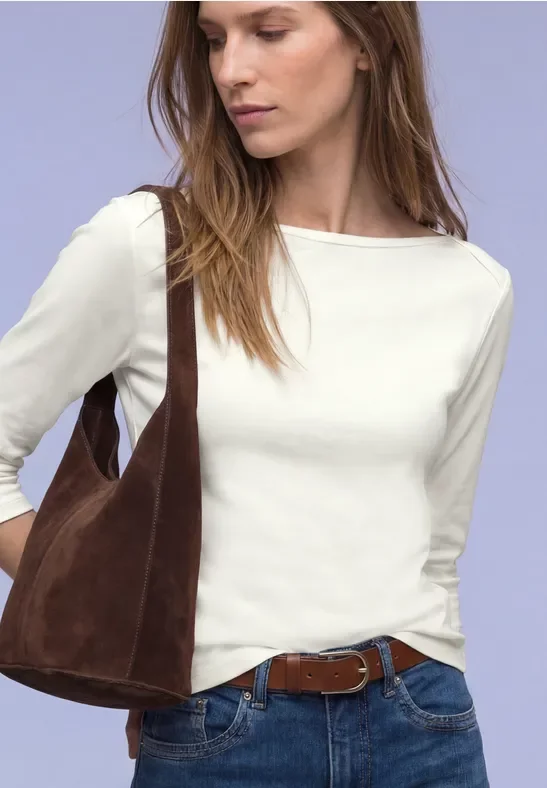 Street One Frauen Basic Shirt in Rippstruktur in Weiß, Gr: 42