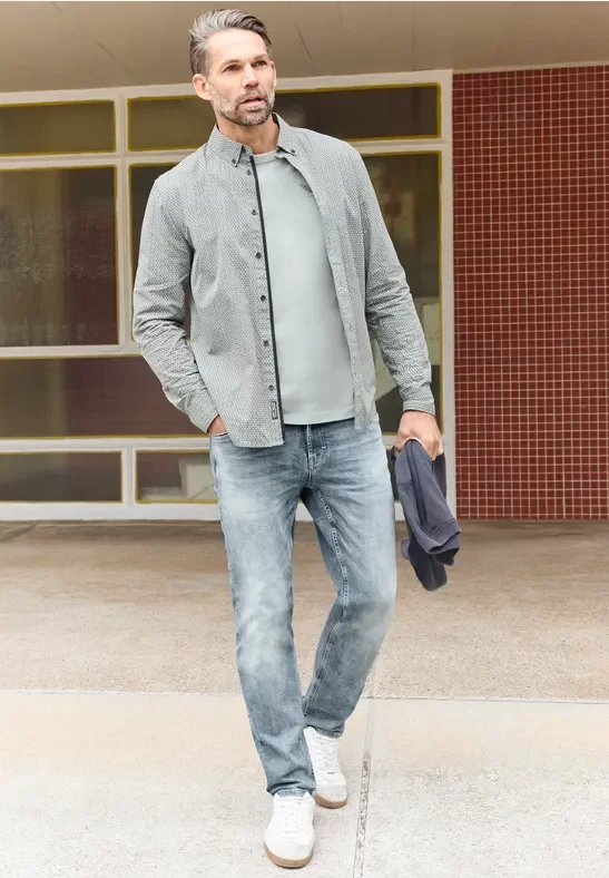 Street One MEN Männer Slim Leg Jeans in Grau, Gr: 28