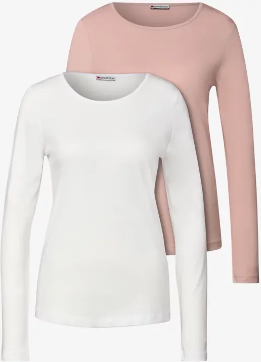 Thumbnail - Street One Frauen 2er-Pack Langarmshirts in Multicolour|Weiß|Rosa, Gr: 44