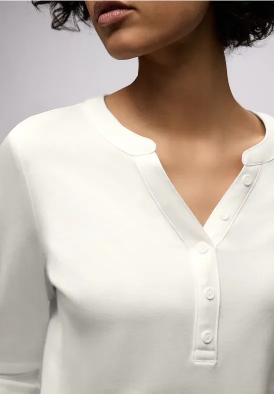 Street One Frauen Shirt in Unifarbe in Weiß, Gr: 34