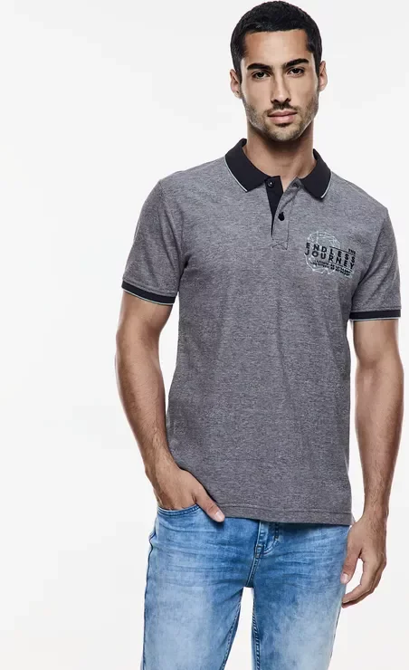 Street One MEN Männer Oxford Poloshirt in Schwarz, Gr: M