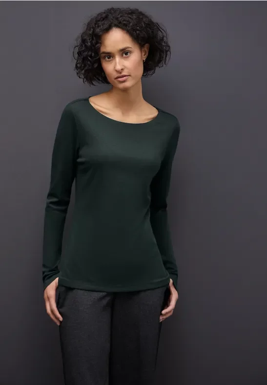 Street One Frauen Basic Langarmshirt in Grün, Gr: 40