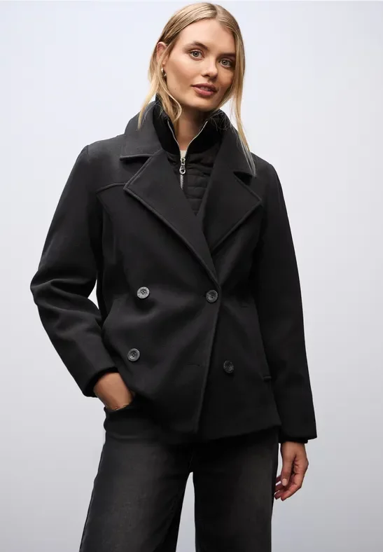 Thumbnail - Street One Frauen Cabanjacke mit Inlay in Schwarz, Gr: 38