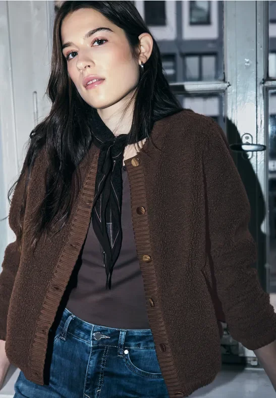 Street One Studio Frauen Teddy-Blouson in Braun, Gr: 38