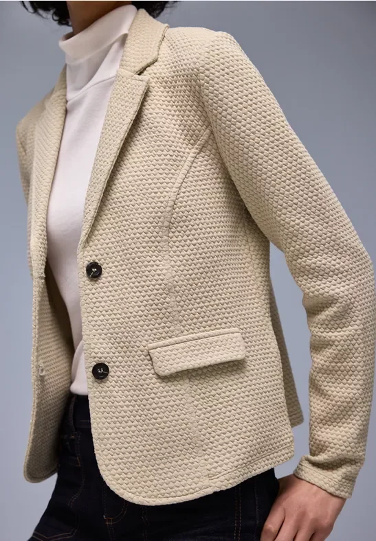 Street One Frauen Strukturblazer in Beige, Gr: 46