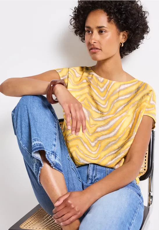 Street One Frauen Gemustertes Shirt in Gelb, Gr: 34