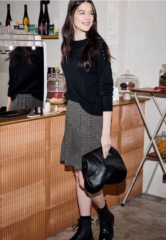 Street One Studio Frauen Gemusterter Rock in Beige, Gr: 32