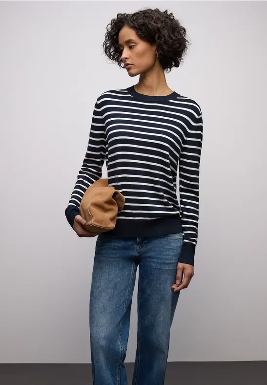 Thumbnail - Street One Frauen Gestreifter Pullover in Blau, Gr: 42