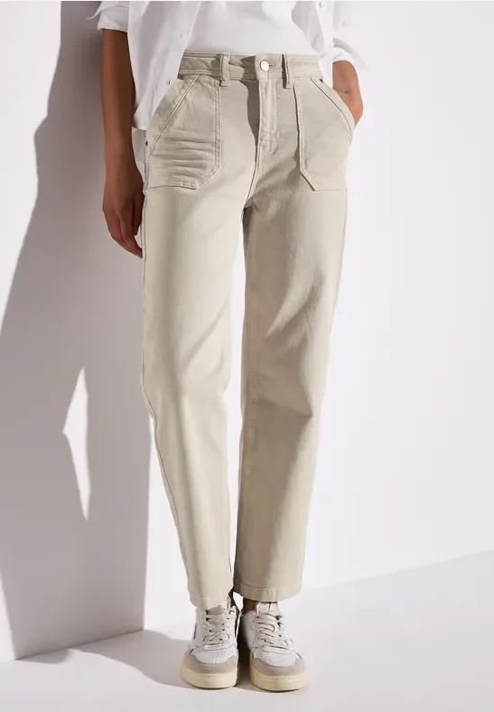 Street One Frauen Straight Leg Jeans in Beige, Gr: 29