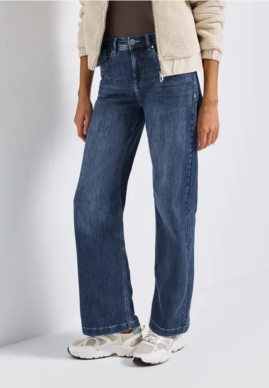 Street One Frauen Wide Leg Jeans in Blau, Gr: 31