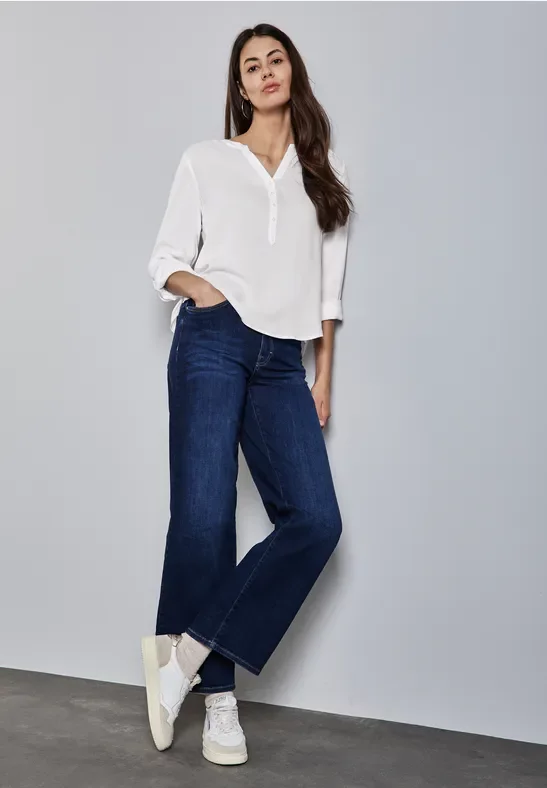 Thumbnail - Street One Frauen Basic Bluse in Unifarbe in Weiß, Gr: 36