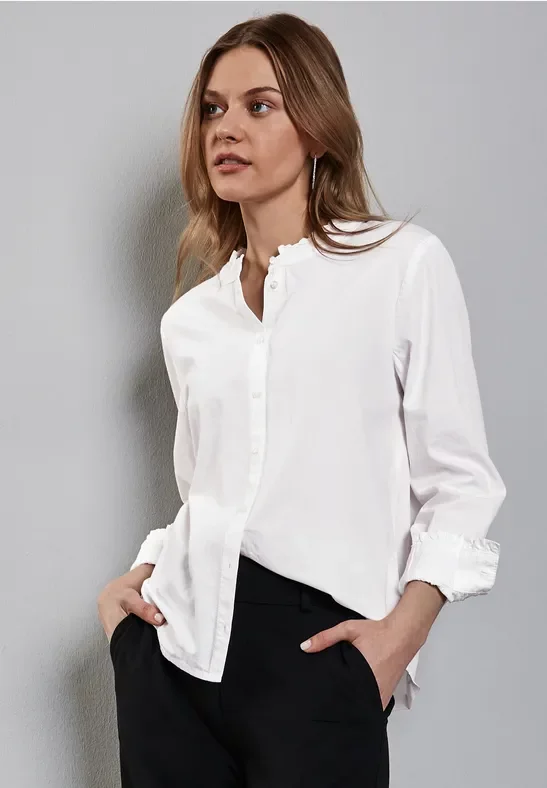 Thumbnail - Street One Frauen Bluse mit Rüschen-Details in Weiß, Gr: 38