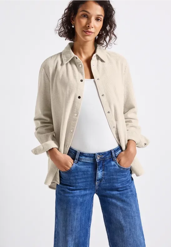 Street One Frauen Cord Longblouse in Beige, Gr: 44