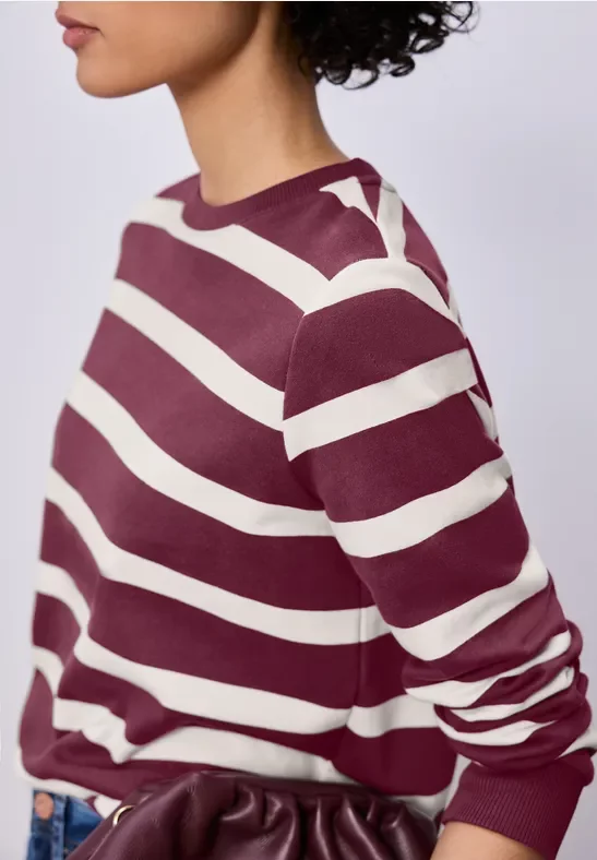 Street One Frauen Gestreiftes Sweatshirt in Rosa, Gr: 44