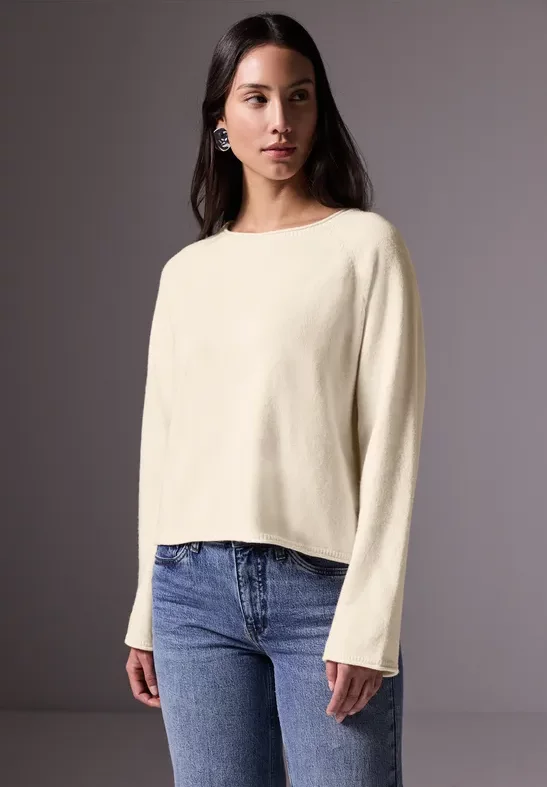 Street One Studio Frauen Rundhals-Pullover in Beige, Gr: 46