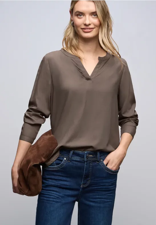 Street One Frauen Tunika in Unifarbe in Braun, Gr: 44