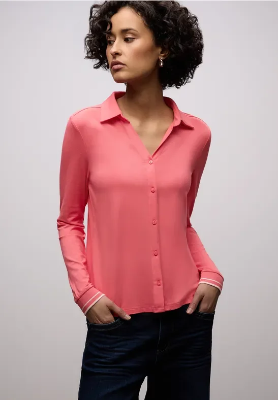Street One Frauen Shirt mit College-Details in Pink, Gr: 44