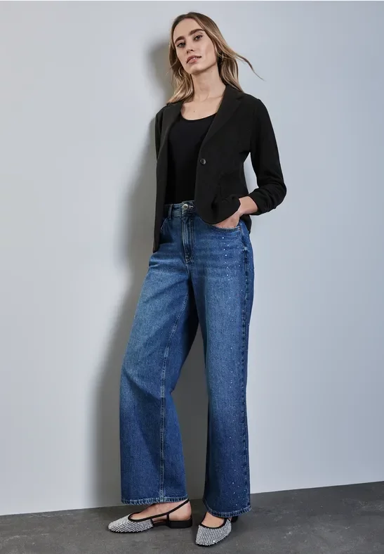 Street One Frauen Blazer mit Raffung in Schwarz, Gr: 38