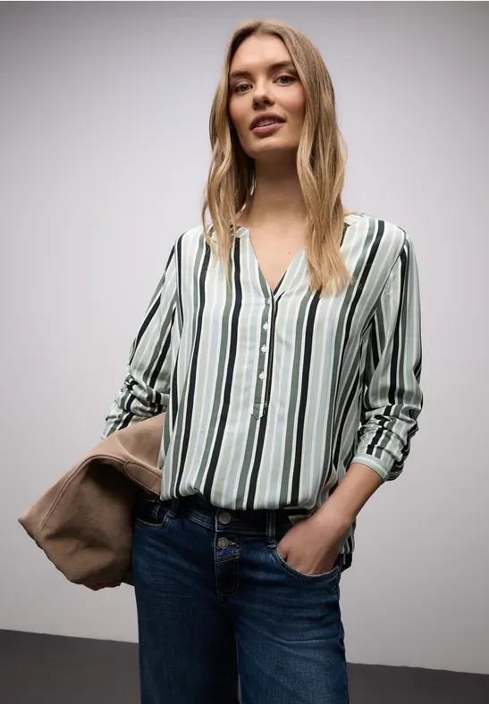 Street One Frauen Gestreifte Tunika in Grün, Gr: 38