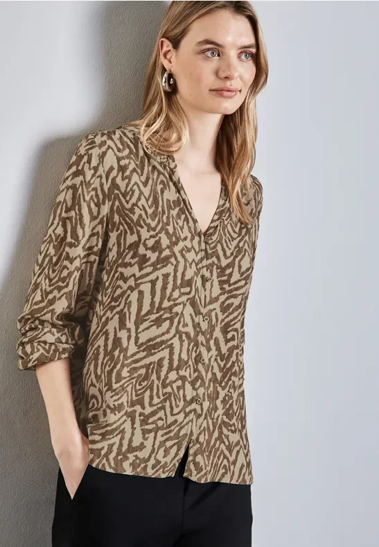 Thumbnail - Street One Frauen Bedruckte Bluse in Beige, Gr: 44