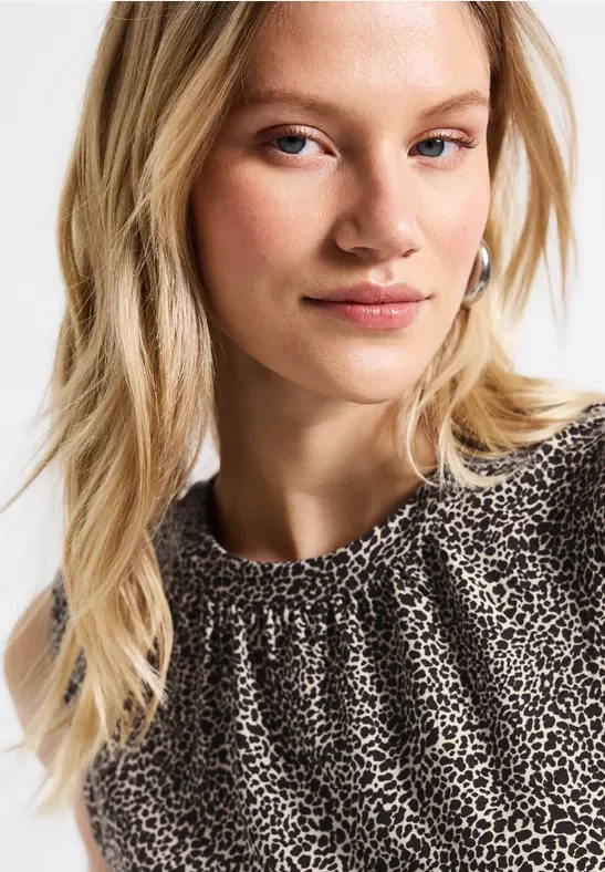 Street One Frauen Top mit Leo-Muster in Beige, Gr: 38