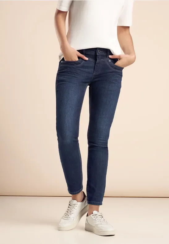 Street One Frauen Jeans im Slim Fit in Blau, Gr: 33