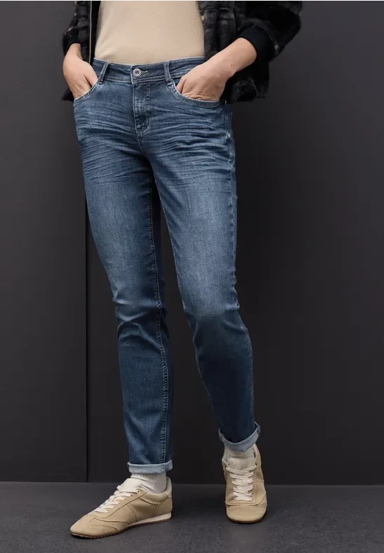 Street One Frauen Casual Fit Jeans in Blau, Gr: 29