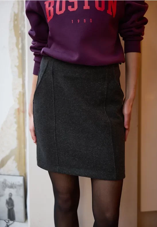 Street One Studio Frauen Rock in Wolloptik in Grau, Gr: 38