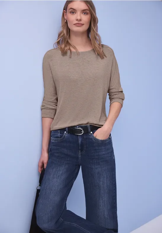 Street One Frauen Shirt im Melange-Look in Braun, Gr: 46