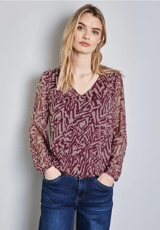 Thumbnail - Street One Frauen Chiffon-Bluse mit Raffung in Rot, Gr: 40