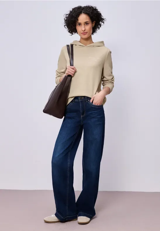 Street One Frauen Hoodie mit Backprint in Beige, Gr: 34