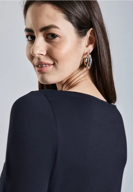 Street One Frauen Softes Langarmshirt in Blau, Gr: 42