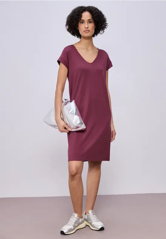 Street One Frauen Knielanges Kleid aus Jersey in Rosa, Gr: 36