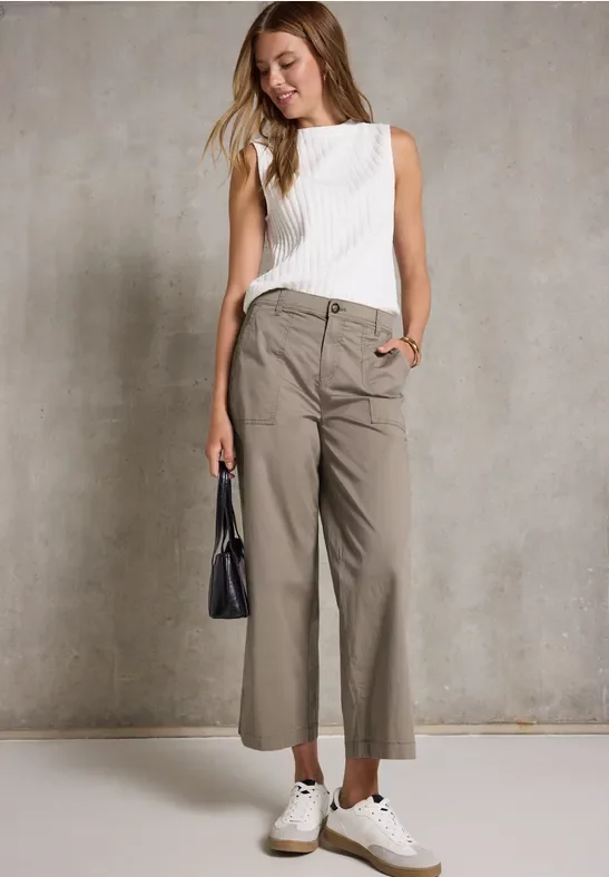 Street One Studio Frauen Hose aus Baumwollmix in Beige, Gr: 38