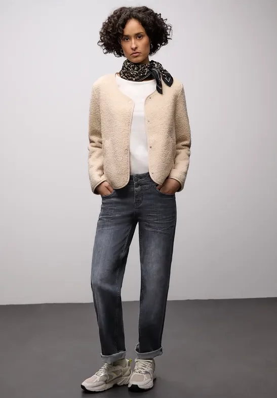 Street One Frauen Straight Leg Jeans in Grau, Gr: 24