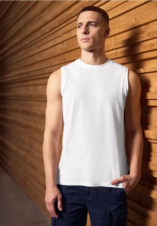 Street One MEN Männer Basic Tanktop in Weiß, Gr: XL