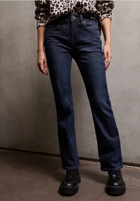 Street One Studio Frauen Bootcut Jeans in Blau, Gr: 26