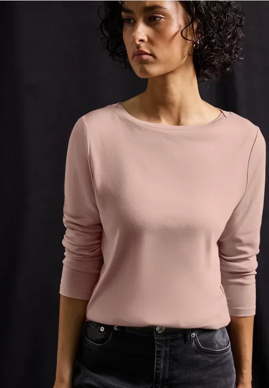 Thumbnail - Street One Frauen Basic Langarmshirt in Rosa, Gr: 44