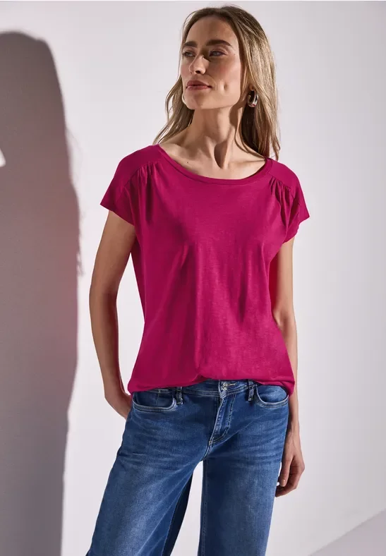 Street One Frauen Shirt mit Raffung in Pink, Gr: 46