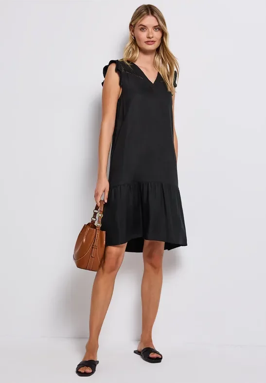 Street One Frauen Ärmelloses Tunika-Kleid in Schwarz, Gr: 40